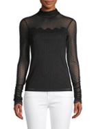 Laundry By Shelli Segal Sheer Dot Lace-trim Top