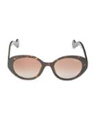 Moncler 50mm Faux Tortoiseshell Oval Sunglasses