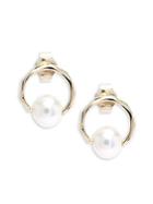Ron Hami 5mm White Round Pearl & 14k Yellow Gold Earrings