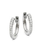 Saks Fifth Avenue 14k White Gold & Diamond Huggie Earrings