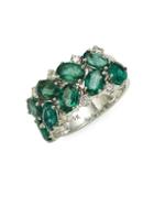 Effy 14k White Gold Emerald & Diamond Cluster Ring