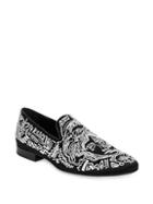 Versace Medusa Embroidered Suede Loafers