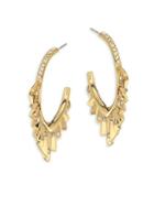 Alexis Bittar Elements Crystal-encrusted & 10k Yellow Gold Pleated Hoop Earrings