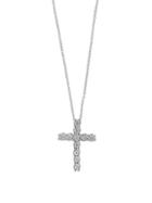 Effy 925 Sterling Silver And Diamond Cross Pendant Necklace