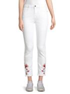 7 For All Mankind Embroidered Floral Skinny Ankle-crop Jeans