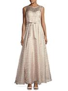 Aidan Mattox Belted Illusion Gown