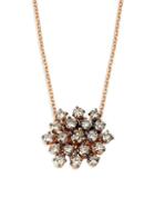 Suzanne Kalan 18k Rose Gold Champagne Diamond Cluster Pendant Necklace