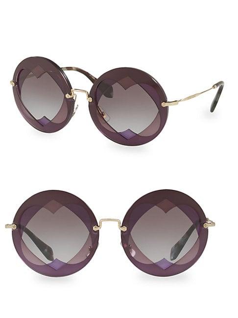 Miu Miu Heart Cut-out 62mm Round Sunglasses