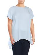 Vince Camuto, Plus Size Solid Pleated Hi-lo Top