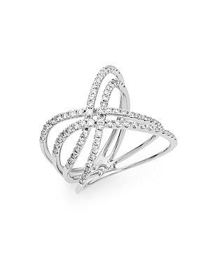 Effy Diamond & 14k White Gold Crisscross Ring