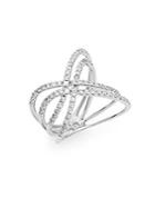 Effy Diamond & 14k White Gold Crisscross Ring