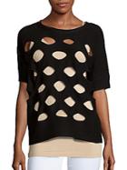 Zero Degrees Celsius Ribbed Knit Boatneck Cutout Sweater