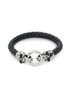 Saks Fifth Avenue Stainless Steel & Leather Skull Bracelet