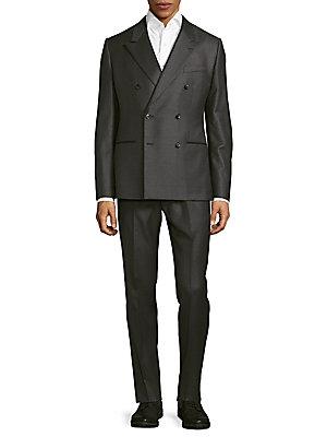 Dolce & Gabbana Classic Fit Three-piece Dotted Wool Suit