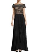 Adrianna Papell Off-the-shoulder Ills Top Gown