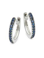 Saks Fifth Avenue 14k White Gold & Sapphire Hoop Earrings
