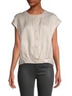 Milly Pleated Button-front Top