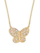 Suzanne Kalan 14k Yellow Gold & White Sapphire Butterfly Pendant Necklace