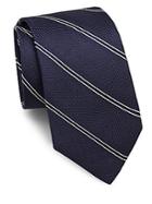 Theory Roadster Striped & Textured Raw-silk Tie