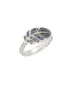 John Hardy Sterling Silver & Sapphire Feather Ring