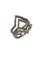 Adornia Fine Jewelry Deco Diamond And Sterling Silver Ring