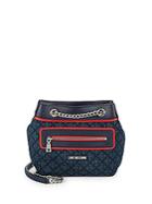 Love Moschino Quilted Denim & Faux Leather Shoulder Bag