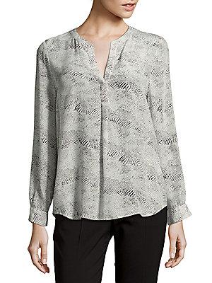 Joie Printed Raw Silk Blouse