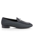 Giuseppe Zanotti Diamond Studded Zip Detail Leather Loafers