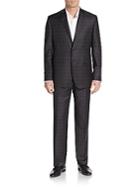 Saks Fifth Avenue Regular-fit Windowpane Plaid Wool & Silk Suit
