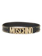 Moschino Studded Leather Logo Belt