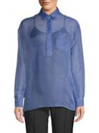 Valentino Point Collar Silk Button-down Shirt