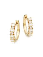 Saks Fifth Avenue 14k Yellow Gold Diamond Huggie Hoop Earrings