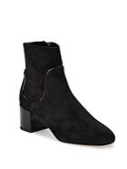 Michael Kors Collection Erin Patent Leather-trimmed Suede Booties