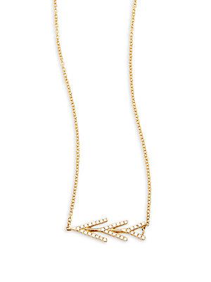 Ef Collection Partial Flying White Diamond & 14k Yellow Gold Necklace