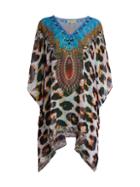 La Moda Clothing Sheer Leopard-print Caftan Coverup