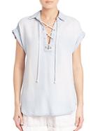 Bella Dahl Washed Lace-up Top