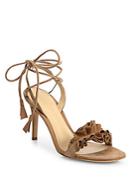 Gianvito Rossi Ruffle Suede Ankle-wrap Sandals