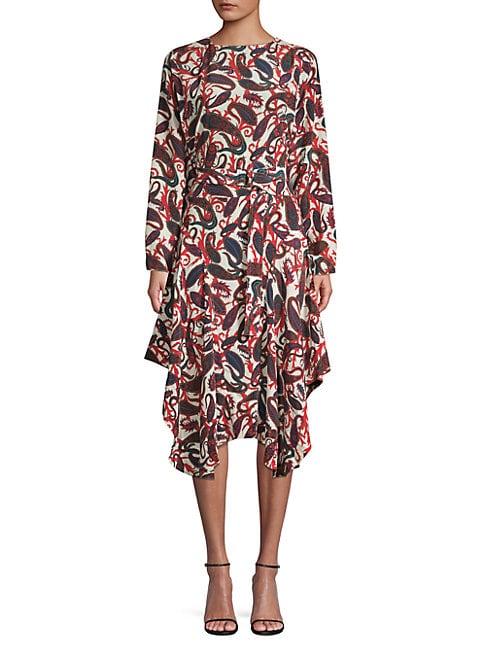 Chlo Paisley-print Belted Silk Midi Dress