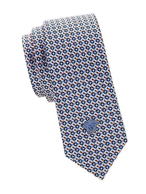 Versace Logo Textured Silk Tie