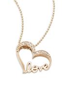 Alex Woo Little Words Diamond & 14k Yellow Gold Love Heart Necklace