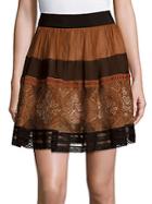 Alberta Ferretti Flared Colorblock Skirt