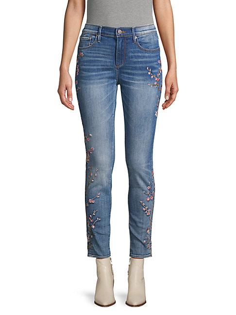 Driftwood Embroidered Floral Ankle Jeans