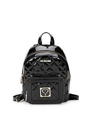 Love Moschino Varnished Quilted Backpack