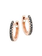 Saks Fifth Avenue 14k Rose Gold & Black Diamond Huggie Earrings
