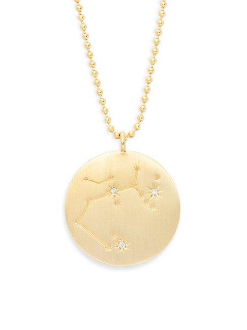 La Soula Sagittarius Goldplated & Diamond Pendant Necklace