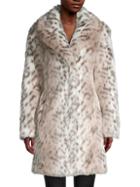 Karl Lagerfeld Paris Snow Leopard-print Faux Fur Coat