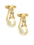 Effy 14kt. Yellow Gold Freshwater Pearl Earrings With Diamonds