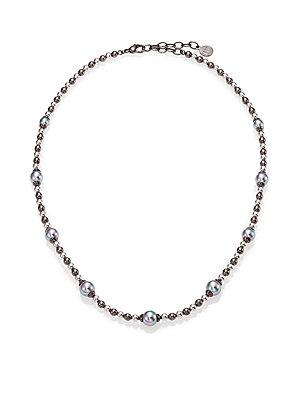 Majorica 6mm-8mm Grey Pearl Beaded Necklace