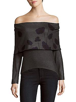 Go Couture Printed Off-the-shoulder Top