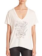 Joie The V-neck Handwritten White Tee